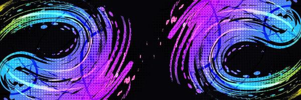 Abstract Sport Background with Colorful Gradient Brush Texture with Halftone Effect. Iridescent Grunge Brushstroke Element for Design vector