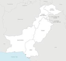 regional map of Pakistan with provinces and territories and administrative divisions, and neighbouring countries and territories. Editable and clearly labeled layers. vector