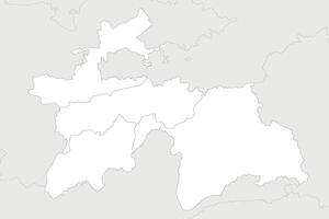 regional blank map of Tajikistan with provinces and administrative divisions, and neighbouring countries and territories. Editable and clearly labeled layers. vector