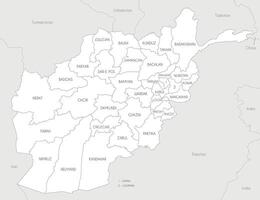 regional map of Afghanistan with provinces and administrative divisions, and neighbouring countries and territories. Editable and clearly labeled layers. vector