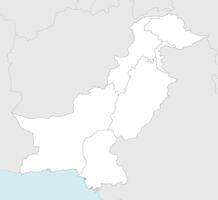 regional blank map of Pakistan with provinces and territories and administrative divisions, and neighbouring countries and territories. Editable and clearly labeled layers. vector