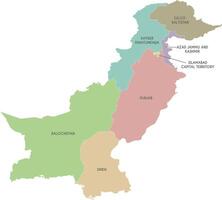 regional map of Pakistan with provinces and territories and administrative divisions. Editable and clearly labeled layers. vector
