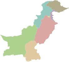 regional blank map of Pakistan with provinces and territories and administrative divisions. Editable and clearly labeled layers. vector