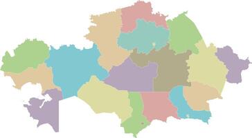 blank map of Kazakhstan with regions, independent cities and administrative divisions. Editable and clearly labeled layers. vector