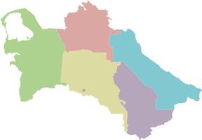 regional blank map of Turkmenistan with provinces, capital city district and administrative divisions. Editable and clearly labeled layers. vector