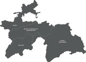 regional map of Tajikistan with provinces and administrative divisions. Editable and clearly labeled layers. vector