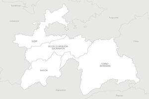regional map of Tajikistan with provinces and administrative divisions, and neighbouring countries and territories. Editable and clearly labeled layers. vector