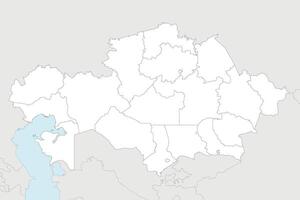 blank map of Kazakhstan with regions, independent cities and administrative divisions, and neighbouring countries and territories. Editable and clearly labeled layers. vector