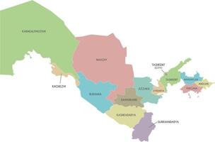 map of Uzbekistan with regions or territories and administrative divisions. Editable and clearly labeled layers. vector