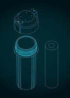 Pre-filter bowl and carbon filter blueprint vector