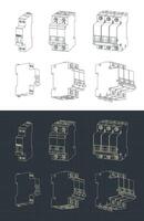 Circuit breakers blueprints vector