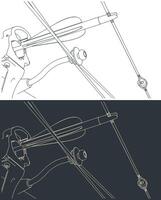 Bowstring and bow shelf close-up vector