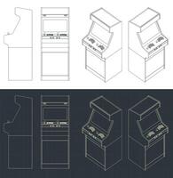 Retro arcade machine drawings vector