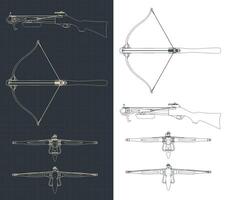 Crossbow blueprints illustrations vector