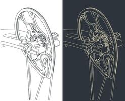 Compound bow cam close-up vector