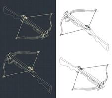 Crossbow isometric blueprints vector
