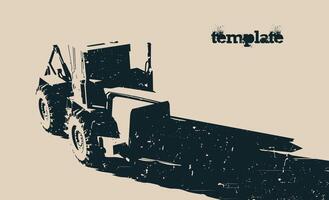 Tractor retro poster template vector
