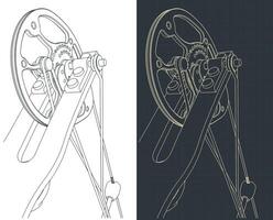 Compound bow cam close up vector
