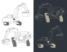 Digger isometric drawings vector