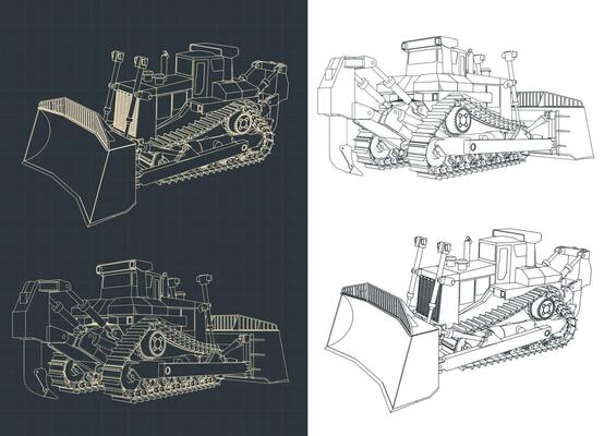 Crawler bulldozer drawings