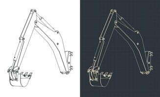 Backhoe loader drawings vector