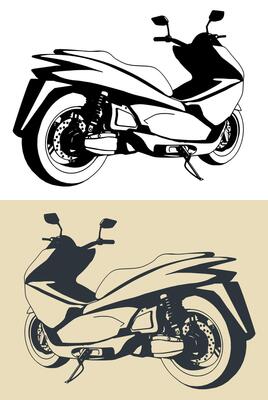Scooter illustrations close up