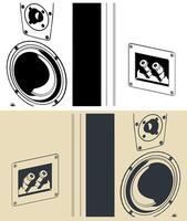 Hi-fi speaker systems and terminals for connection close-up vector