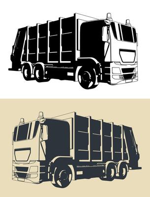 Garbage truck illustrations