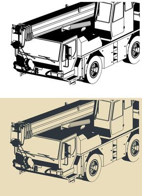 Mobile crane with telescopic boom close-up