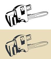 Adjustable wrench illustrations vector