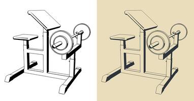 Preacher curl machine illustrations vector