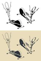 Elliptical machine illustrations vector