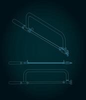 Hacksaw technical drawings vector