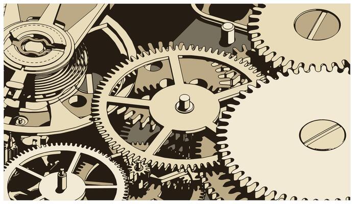 Clock mechanism close-up