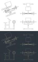 Preacher curl machine blueprints vector