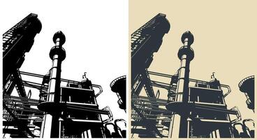 Factory buildings pipes and tanks close up vector