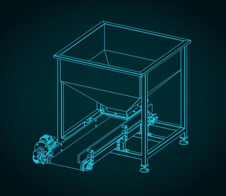 Feeding hopper with belt conveyor technical drawings