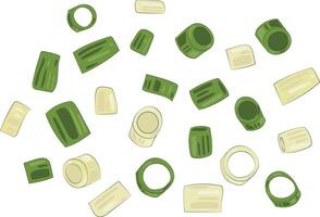 Chopped Green Onion Element Chives Slices Illustration Graphic Element Art Card vector