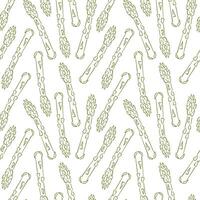 Green sprouts of asparagus seamless pattern in line art style. Template for product packaging and design menu and restaurant. Vegetable. illustration on a white background. vector