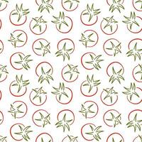 Seamless pattern of red tomato in line art style. Vegetable design for poster, label, menu. illustration on a white background. vector
