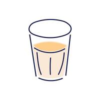 Glass of milk in line art style. Dairy product design for grocery shop. illustration isolated on a white background. vector
