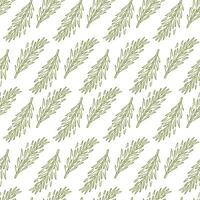 Seamless pattern of rosemary branch in line art style. Design with healing herb. Fresh vegetable. illustration on a white background. vector