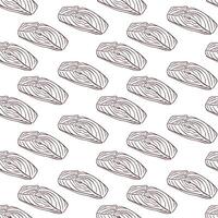 Seamless Salmon pattern in line art style. Piece of red fish. Repeated wallpaper, textile, wrapping, packaging. Salmon steak print. illustration on a white background. vector