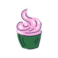 Cupcake icon in line art style. Flat muffin design. illustration isolated on a white background. vector