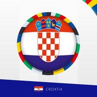 Croatia Flag with Colorful Circle Border. vector