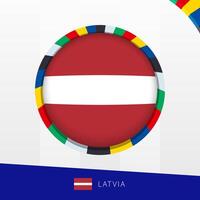 Latvia Flag with Colorful Circle Border. vector