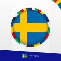 Sweden Flag with Colorful Circle Border. vector
