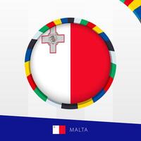 Malta Flag with Colorful Circle Border. vector