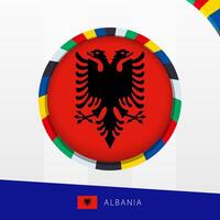 Albania Flag with Colorful Circle Border. vector
