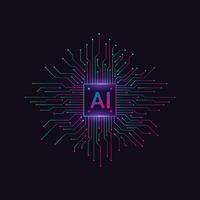 Artificial intelligence circuit line style. Machine learning design. Smart network digital technology vector